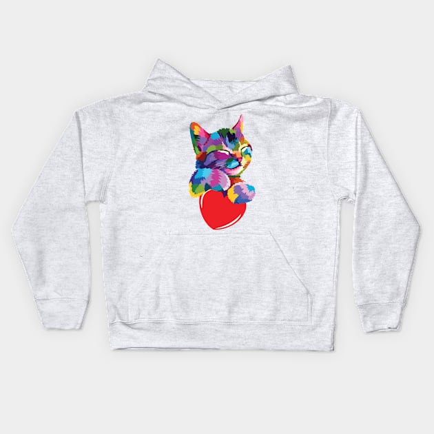 Kitty Love Kids Hoodie by AmazingArtMandi